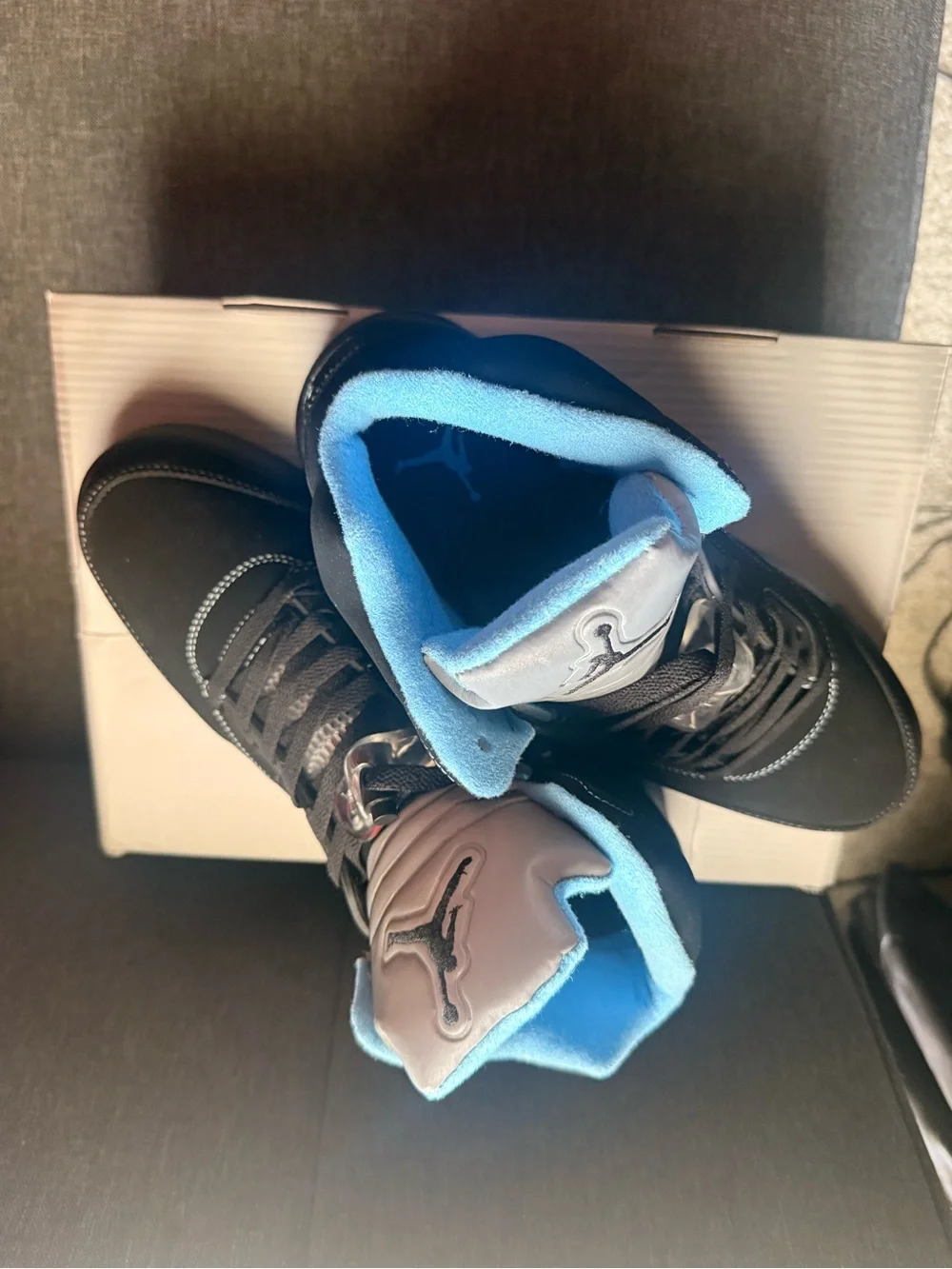 Jordan Men's Sneakers in Black and Light Blue